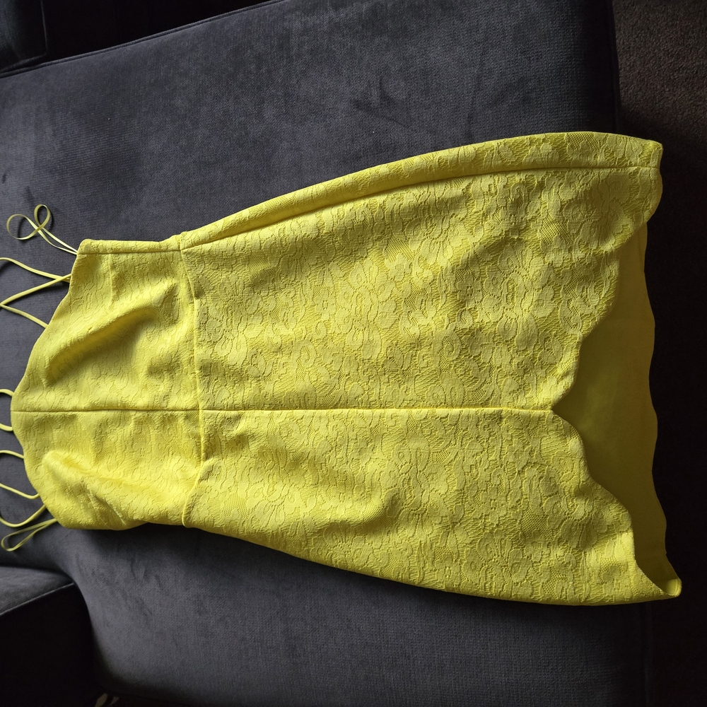 Yellow Lace Strap Dress